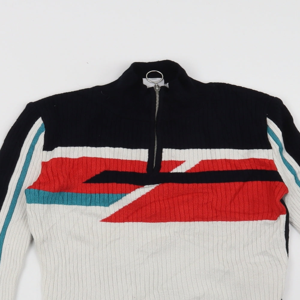Cooperative Womens Blue Geometric  Pullover Jumper Size XS