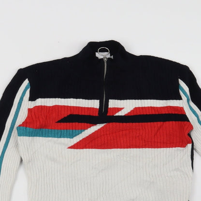 Cooperative Womens Blue Geometric  Pullover Jumper Size XS