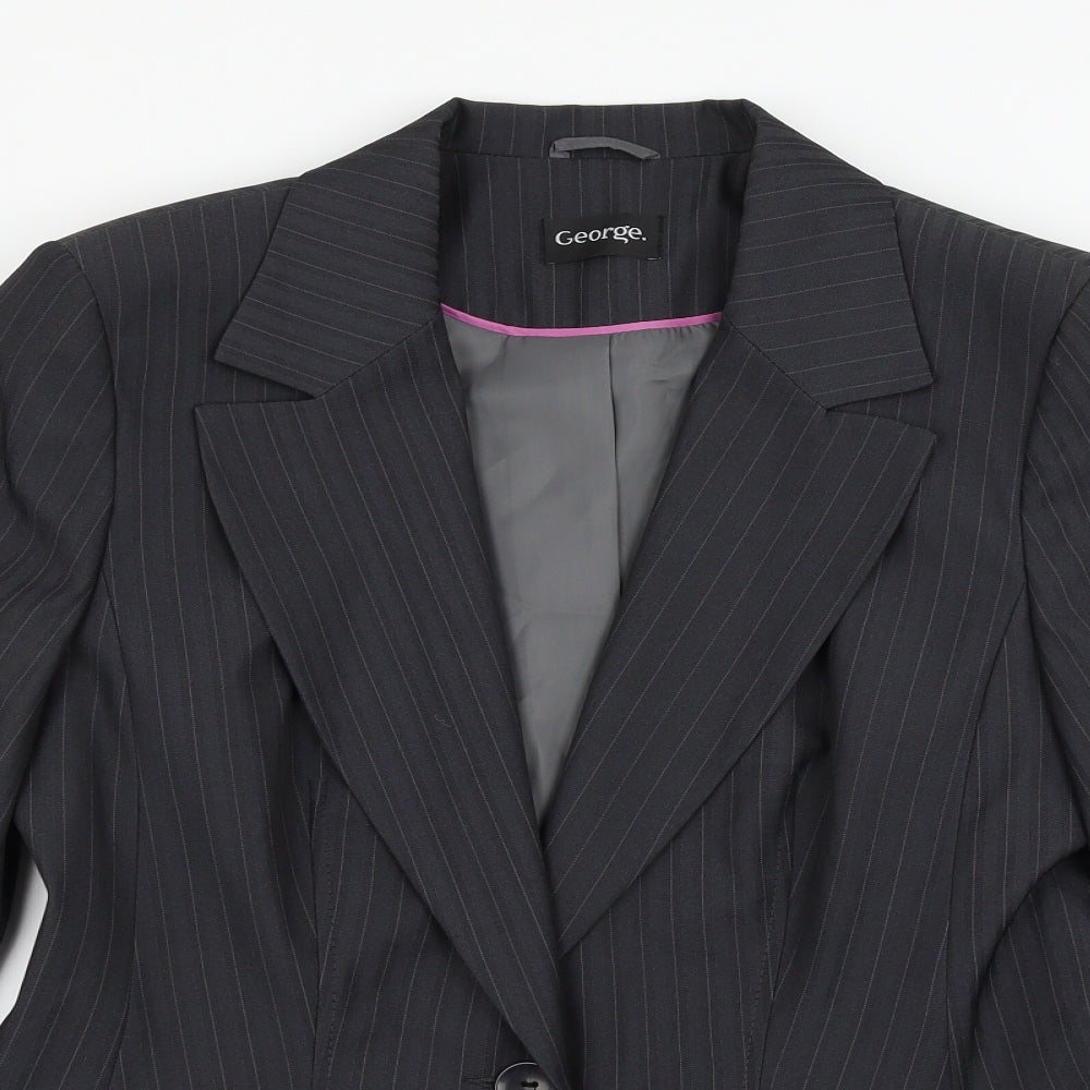 George Womens Grey Striped  Jacket Suit Jacket Size 14