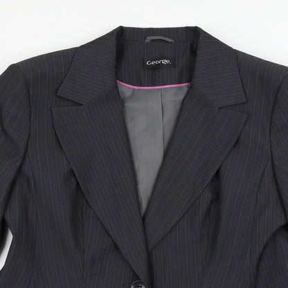 George Womens Grey Striped  Jacket Suit Jacket Size 14