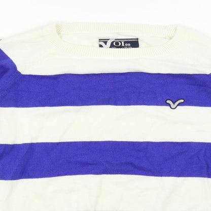 Voi Womens White Striped  Pullover Jumper Size 8