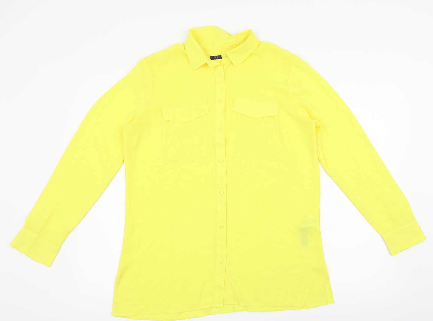 Womens UK Size 12 M&S Yellow Basic Button-Up