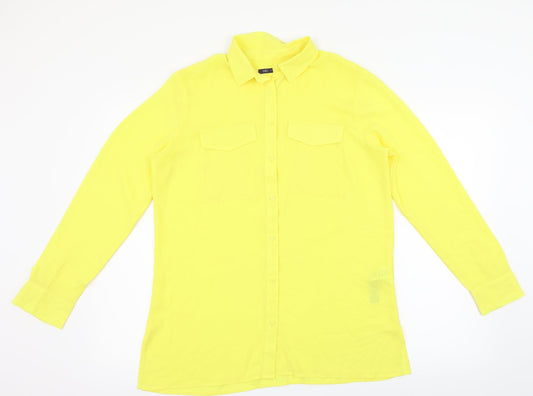 Womens UK Size 12 M&S Yellow Basic Button-Up