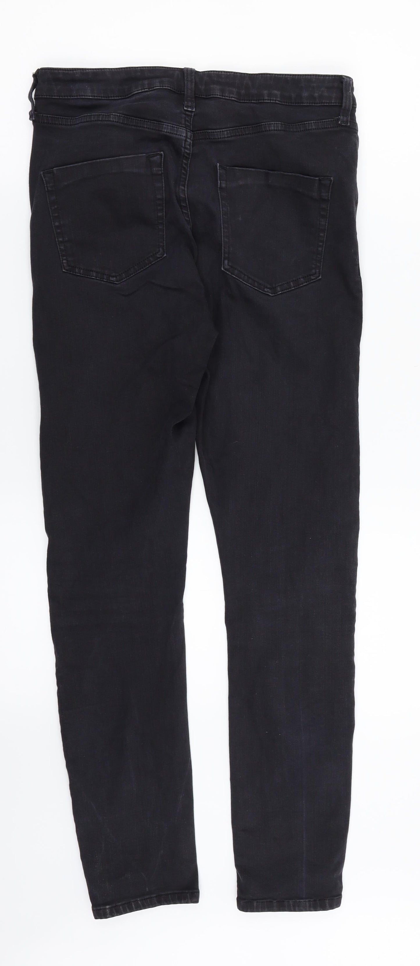 Topshop Womens Black Floral Denim Straight Jeans Size 30 in L32 in