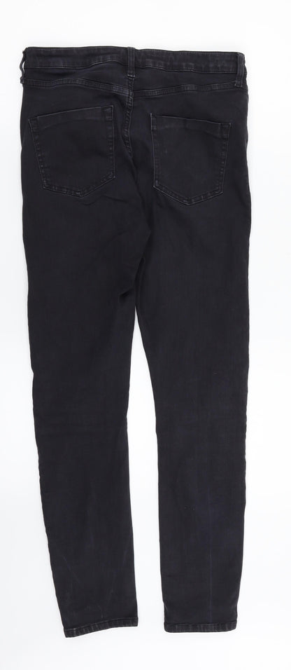 Topshop Womens Black Floral Denim Straight Jeans Size 30 in L32 in