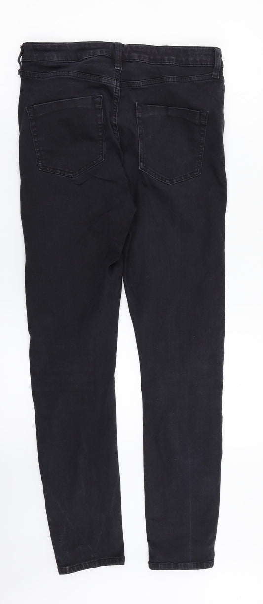 Topshop Womens Black Floral Denim Straight Jeans Size 30 in L32 in