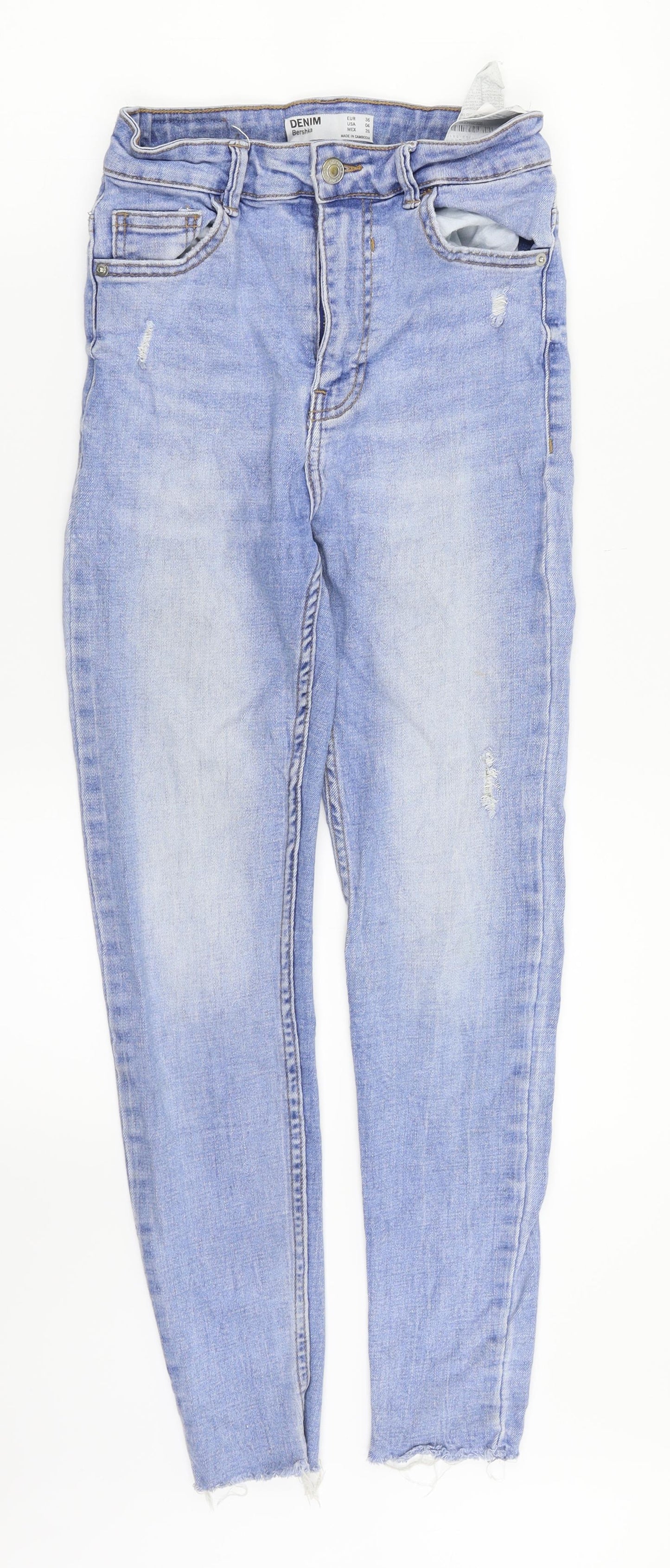 Bershka Womens Blue  Denim Skinny Jeans Size 8 L26 in
