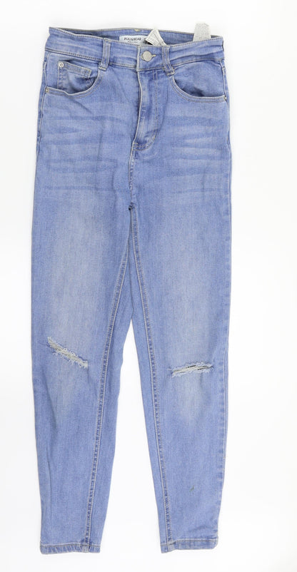 Pull&Bear Womens Blue  Denim Straight Jeans Size 8 L24 in