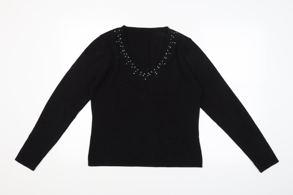 Preworn Womens Black  Knit Pullover Jumper Size M
