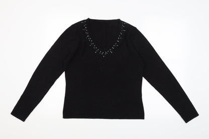 Preworn Womens Black  Knit Pullover Jumper Size M