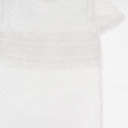 Primark Womens White Polka Dot Mesh Basic T-Shirt Size XS  - See Through