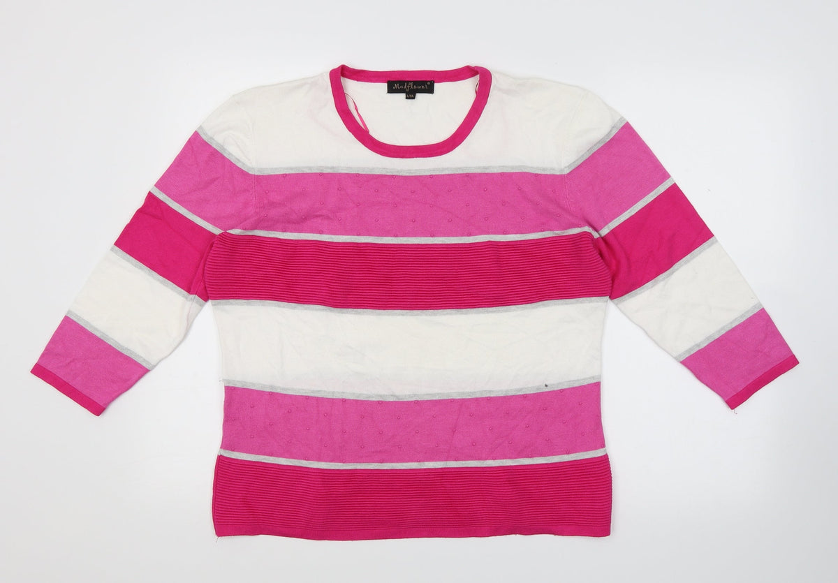 Mudflower Womens Pink Striped Knit Pullover Jumper Size L