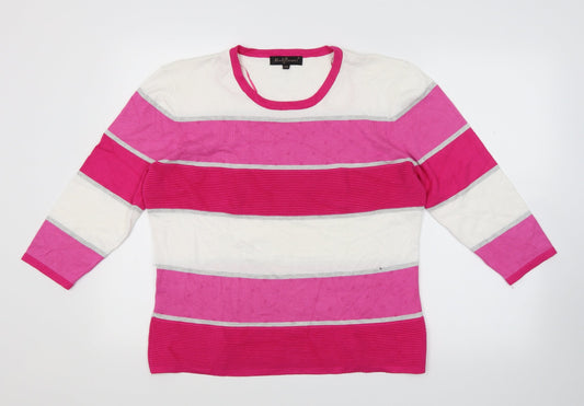 Mudflower Womens Pink Striped Knit Pullover Jumper Size L