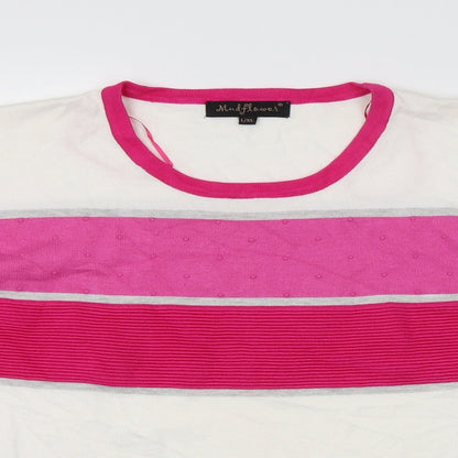 Mudflower Womens Pink Striped Knit Pullover Jumper Size L