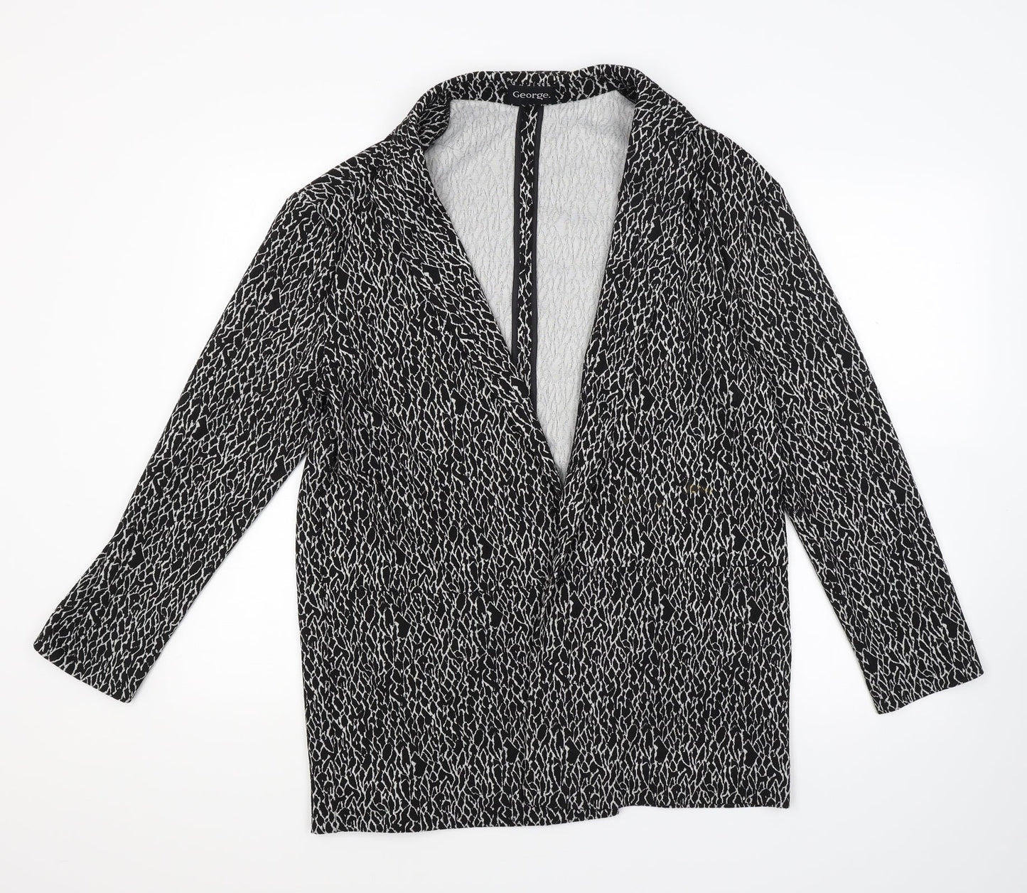George Womens Black Animal Print  Cardigan Jumper Size 12