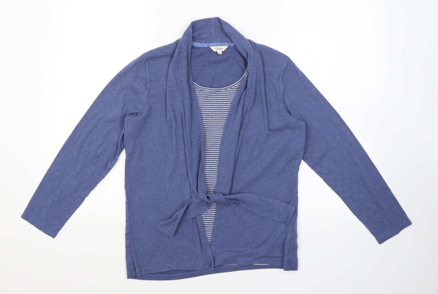 Marks and Spencer Womens Blue Striped  Cardigan Jumper Size 14  - Cardigan and Top All in One