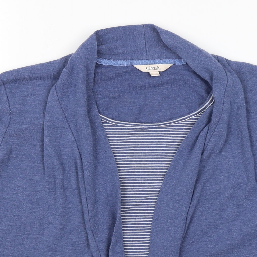 Marks and Spencer Womens Blue Striped  Cardigan Jumper Size 14  - Cardigan and Top All in One