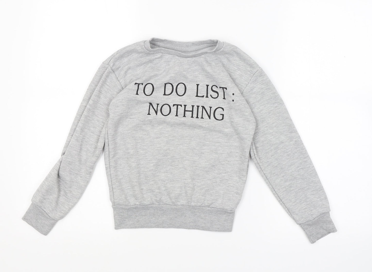 Primark Girls Grey   Pullover Jumper Size 7-8 Years  - To Do List: Nothing