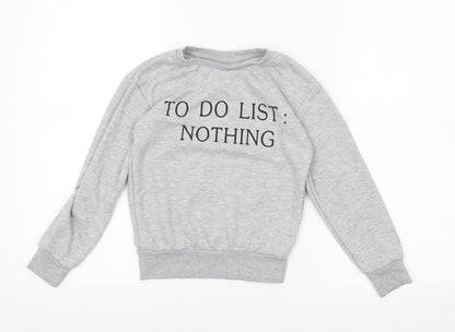Primark Girls Grey   Pullover Jumper Size 7-8 Years  - To Do List: Nothing