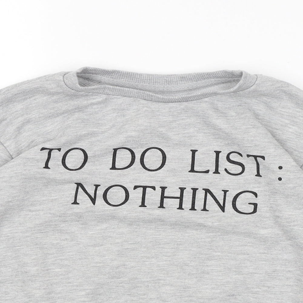 Primark Girls Grey   Pullover Jumper Size 7-8 Years  - To Do List: Nothing