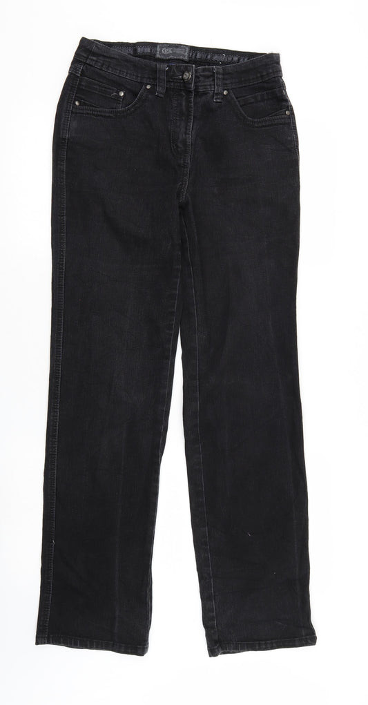 Womens UK Size 29 in Cecil Regular Fit Straight Black Jeans