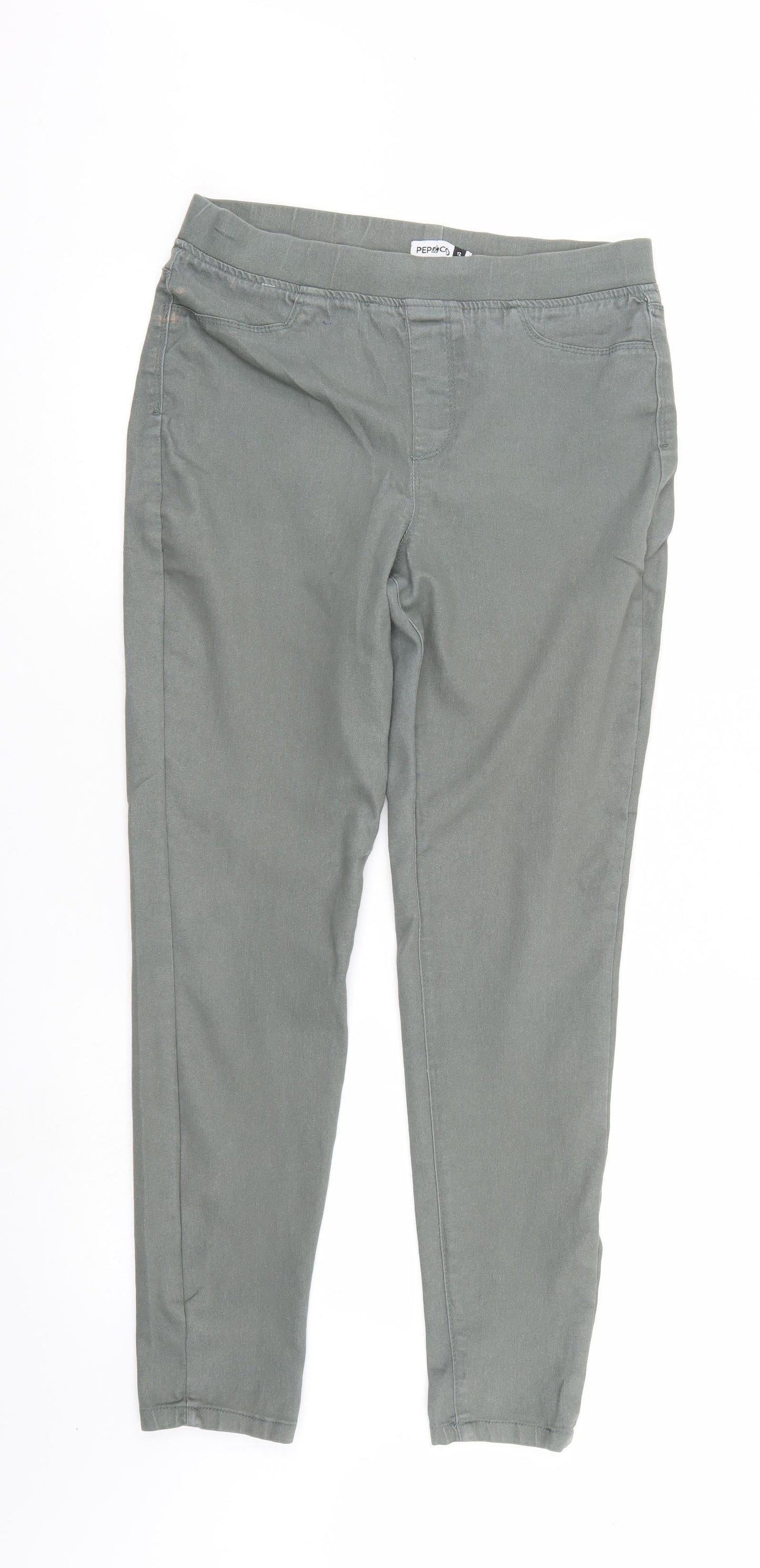 pep & Co Womens Green  Denim Tapered Jeans Size 12 L28 in