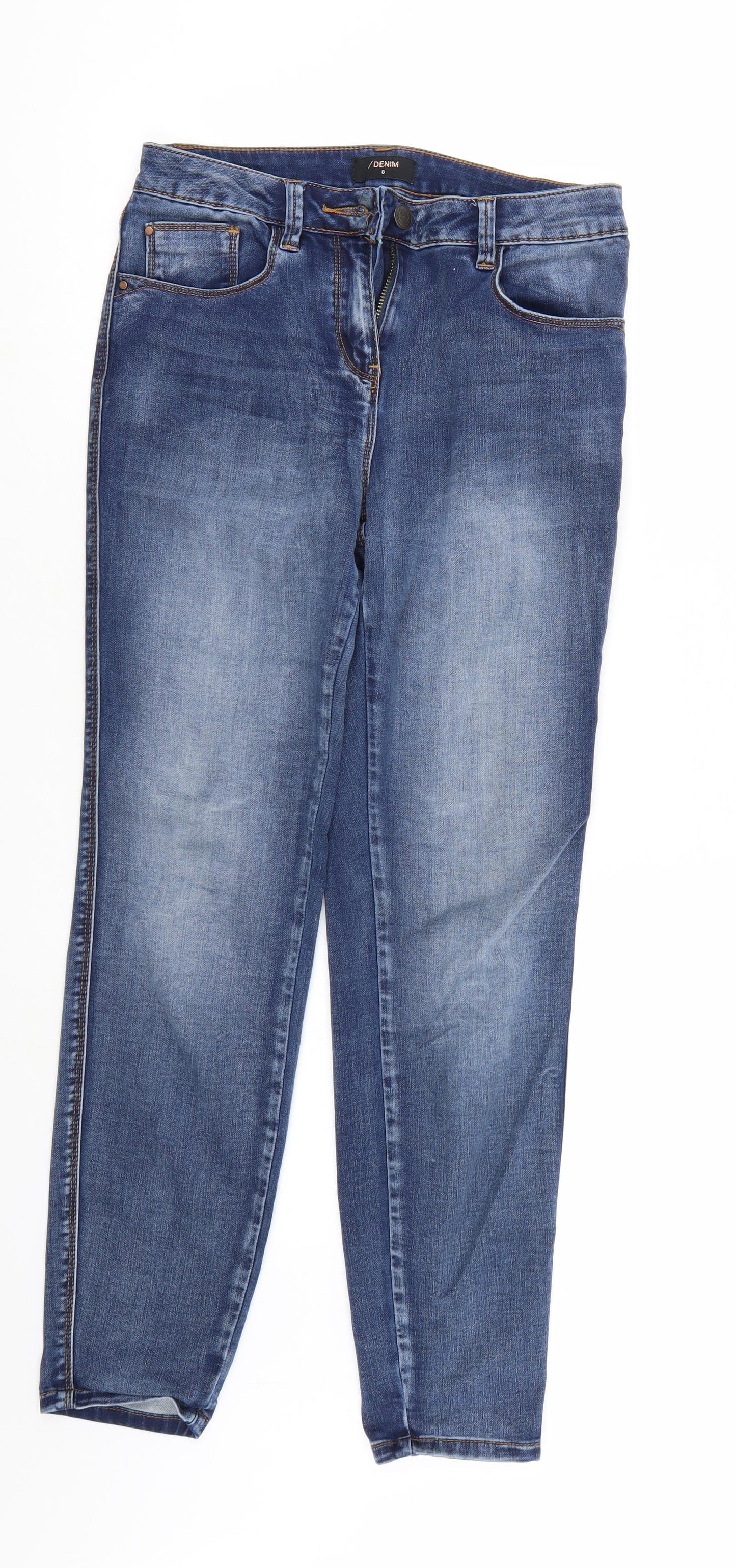 Womens UK Size 8 Denim Blue Straight Jeans