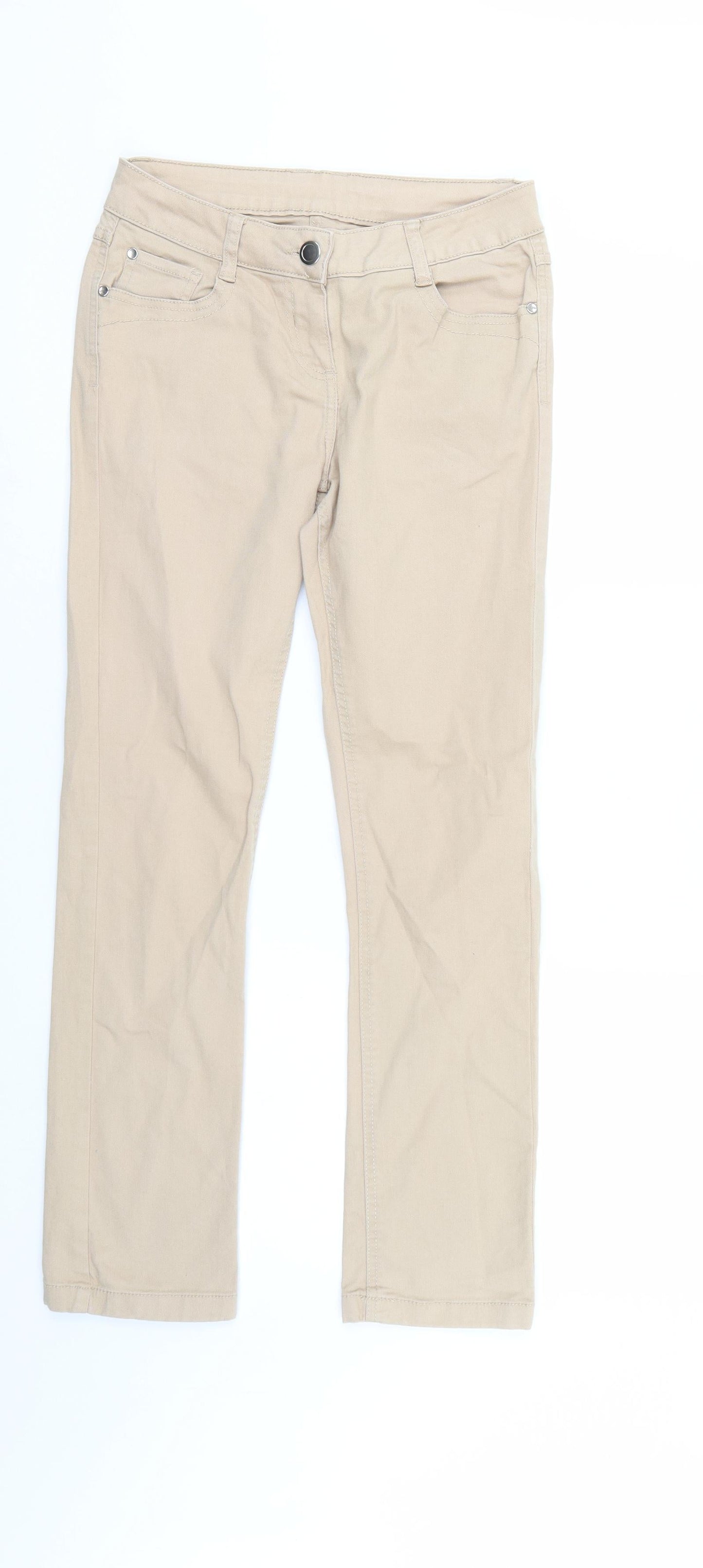 Womens UK Size 8 Papaya Regular Fit Straight Beige Jeans