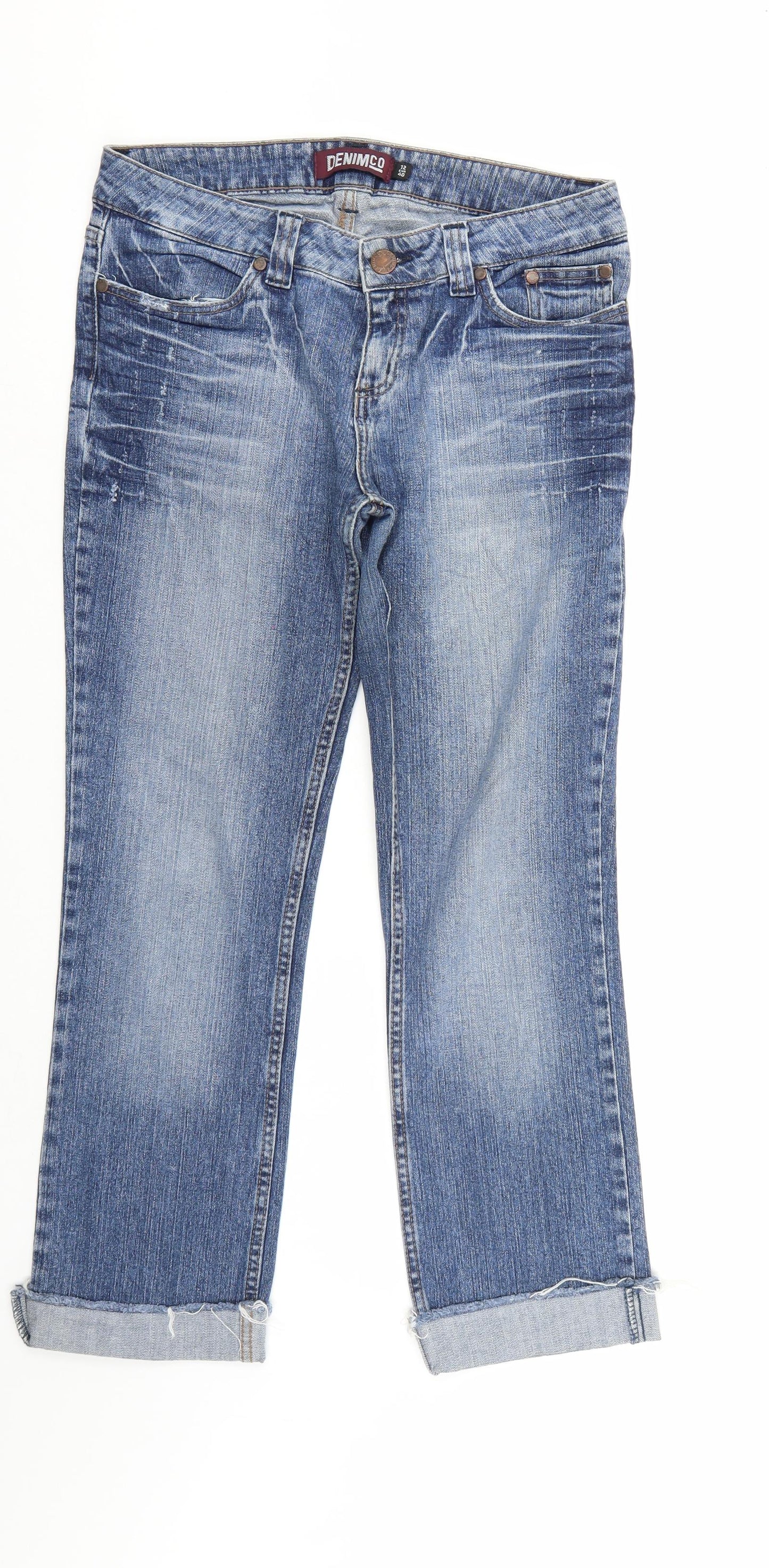 Denim & Co. Womens Blue  Denim Straight Jeans Size 12 L26 in