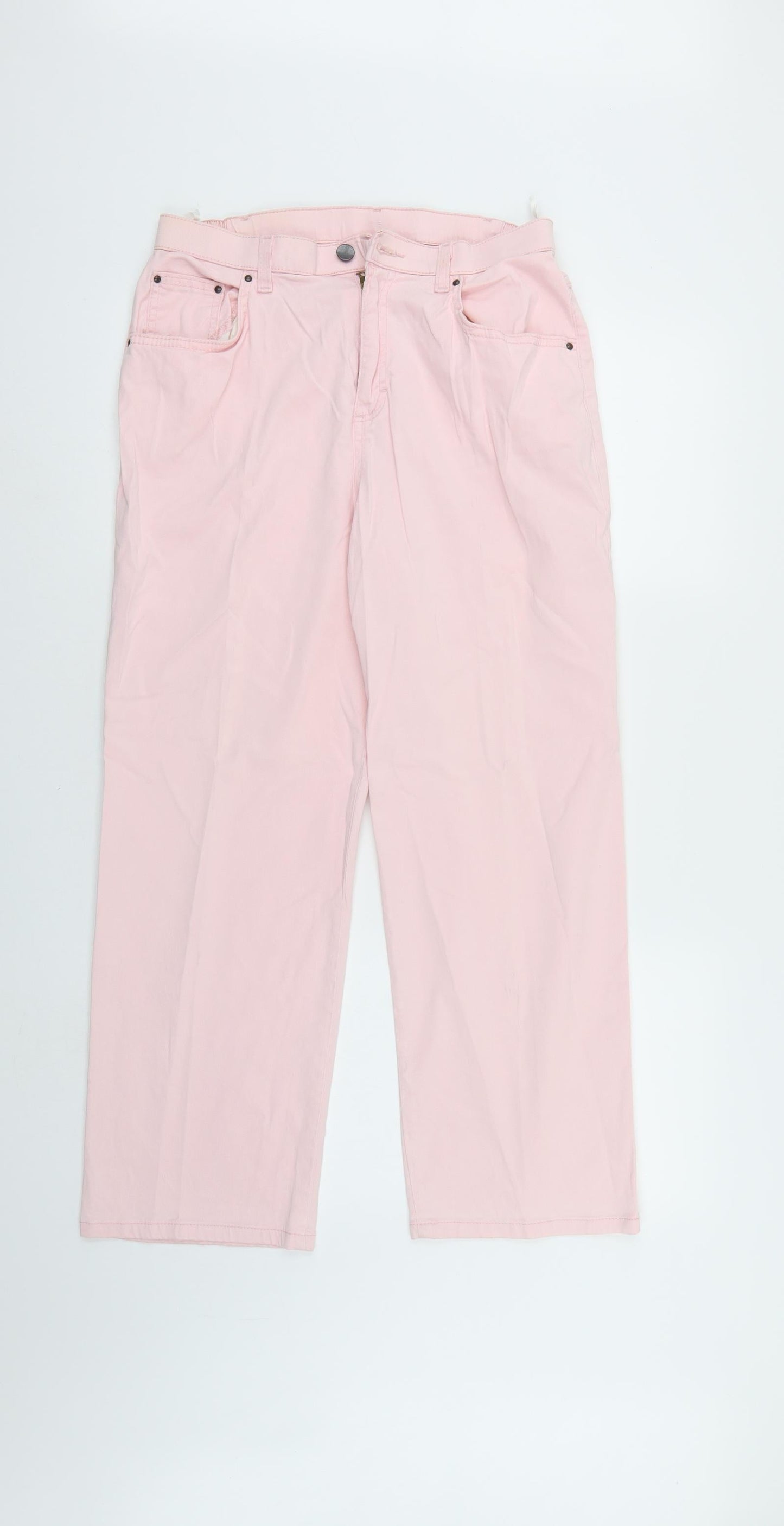 Womens UK Size  Preworn Regular Fit Straight Pink Jeans
