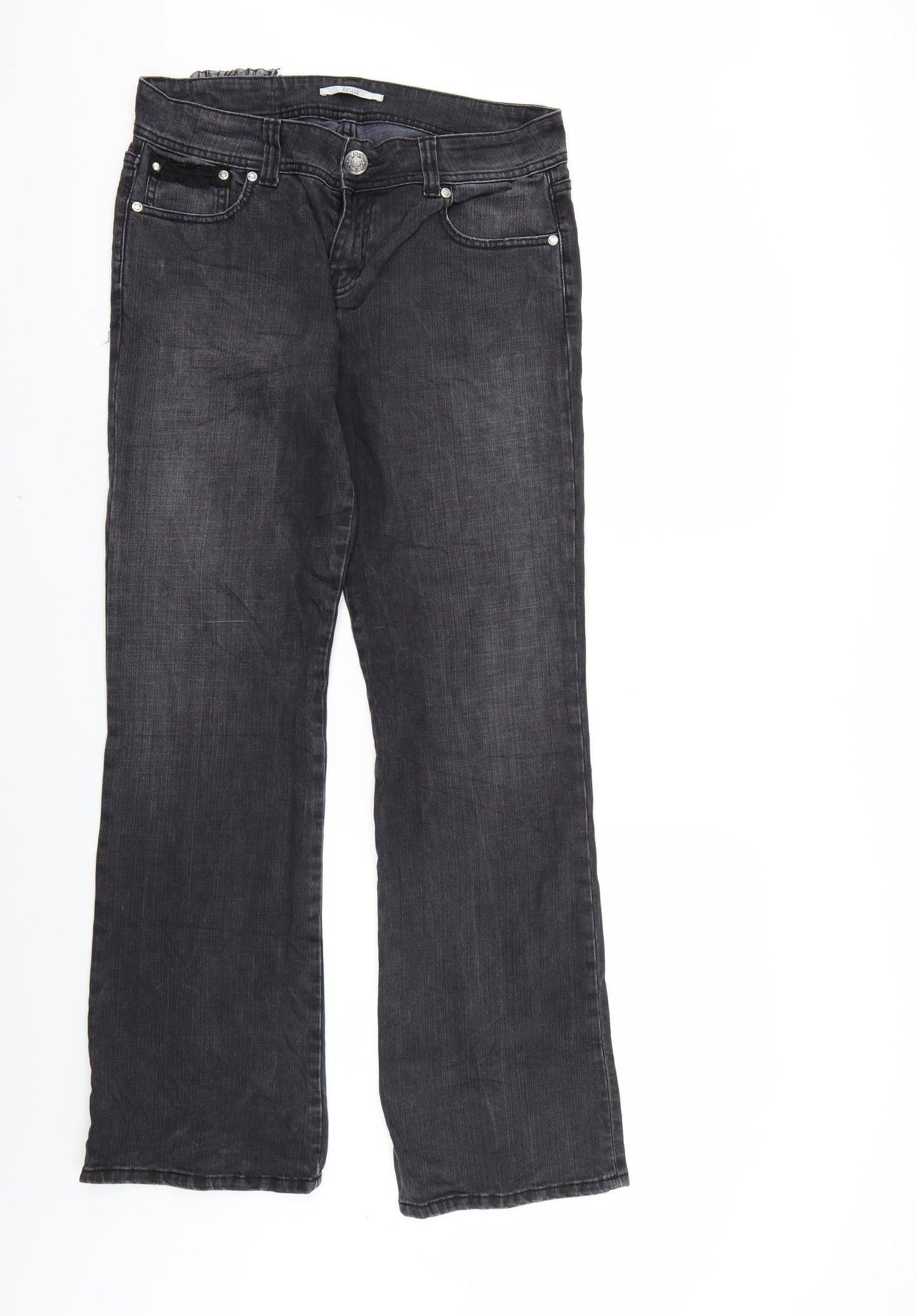 Xanaka Womens Black  Denim Straight Jeans Size 12 L32 in