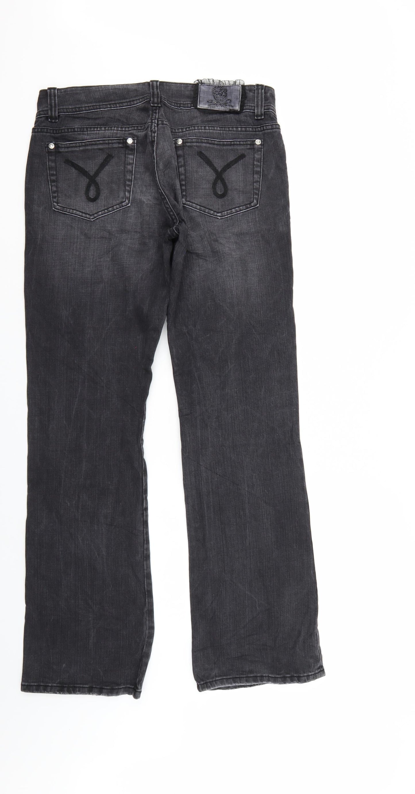 Xanaka Womens Black  Denim Straight Jeans Size 12 L32 in