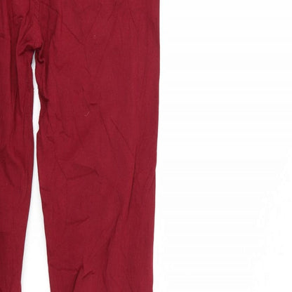 Womens UK Size  Preworn Regular Fit Straight Red Jeans