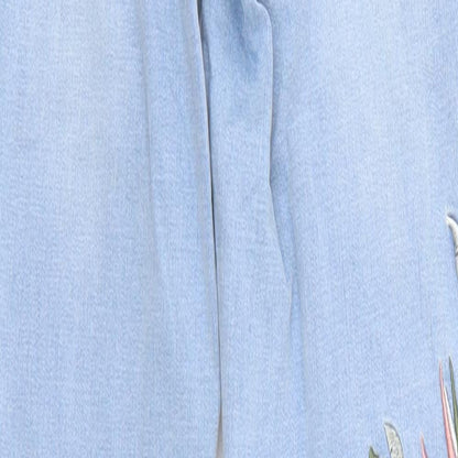 Denim & Co. Womens Blue Floral Denim Tapered Jeans Size 8 L27 in