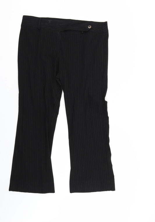 Marks & Spencer` Womens Black Striped  Trousers  Size 18 L26 in