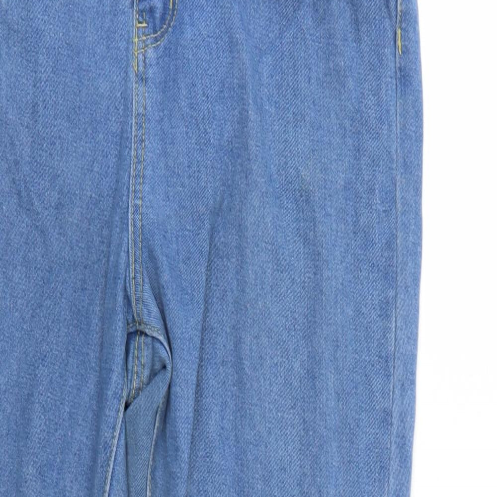 Boohoo Womens Blue  Denim Straight Jeans Size 14 L26 in