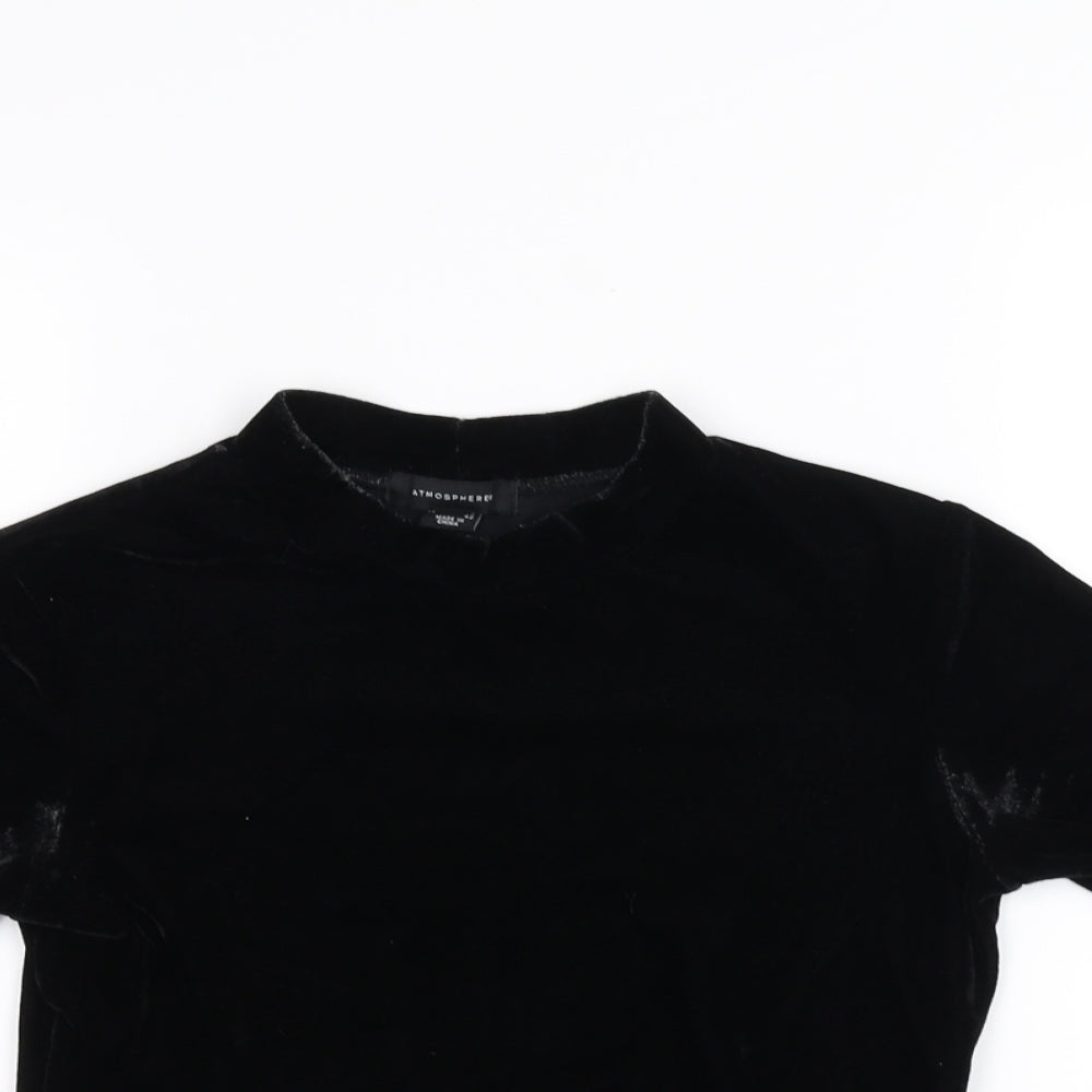 Womens UK Size 10 Atmosphere Black Basic T-Shirt