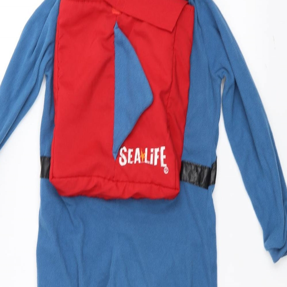 Preworn Girls Blue Solid  Top One Piece Size 5-6 Years  - sealife