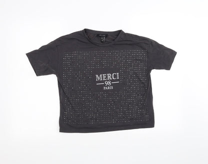 Womens UK Size 10 New Look Black Basic T-Shirt