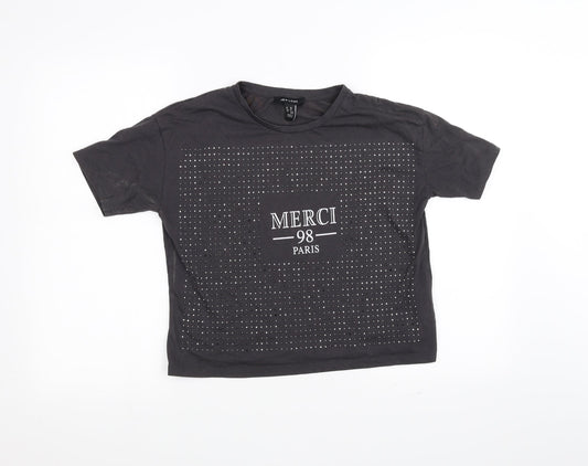 Womens UK Size 10 New Look Black Basic T-Shirt