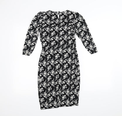 Warehouse Womens Black Floral  Pencil Dress  Size 8