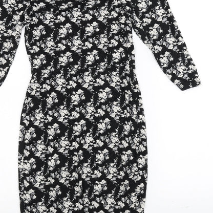 Warehouse Womens Black Floral  Pencil Dress  Size 8