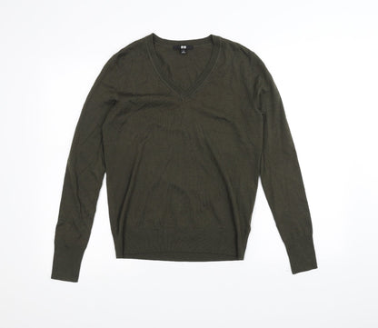Womens UK Size S uni Green Basic T-Shirt