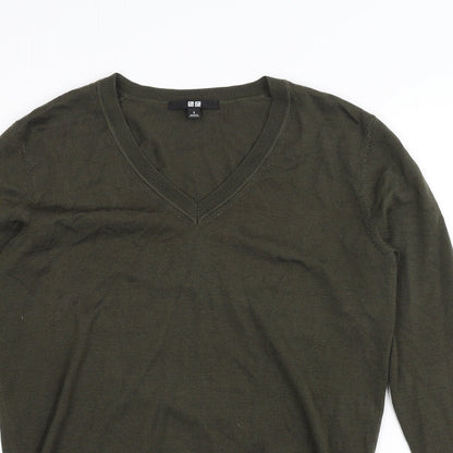 Womens UK Size S uni Green Basic T-Shirt