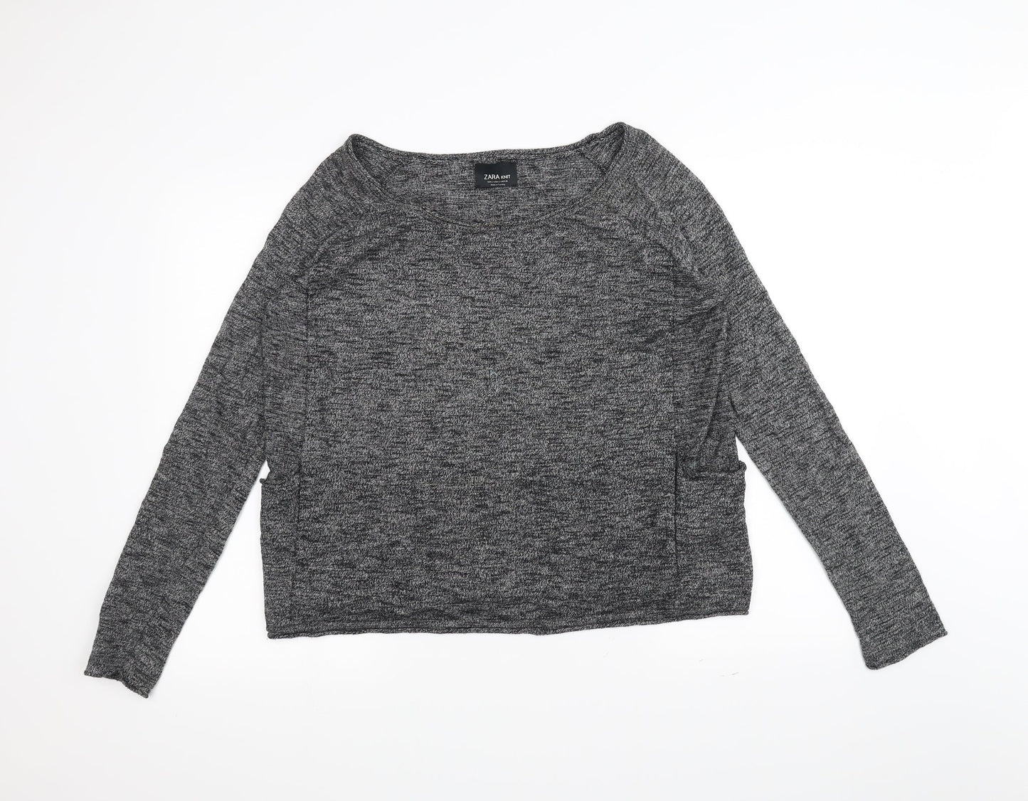 Womens UK Size S Zara Black Basic T-Shirt