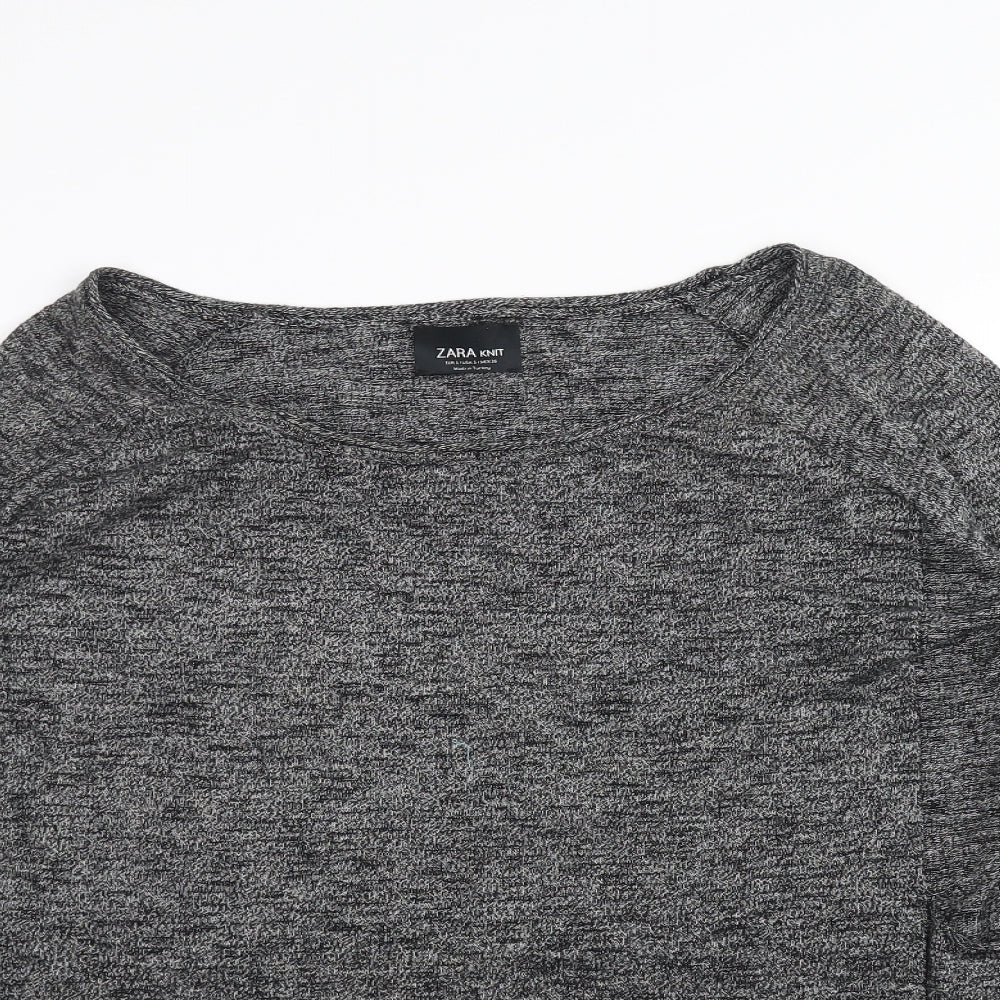 Womens UK Size S Zara Black Basic T-Shirt