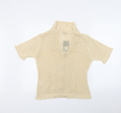Anne Smith Womens Beige   Cardigan Jumper Size L  - Leaf details on poppers