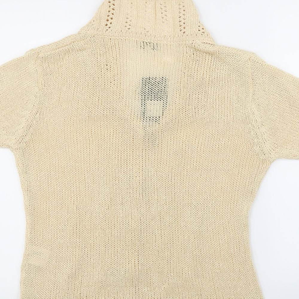 Anne Smith Womens Beige   Cardigan Jumper Size L  - Leaf details on poppers
