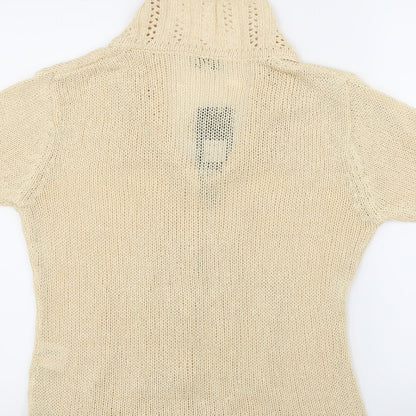 Anne Smith Womens Beige   Cardigan Jumper Size L  - Leaf details on poppers