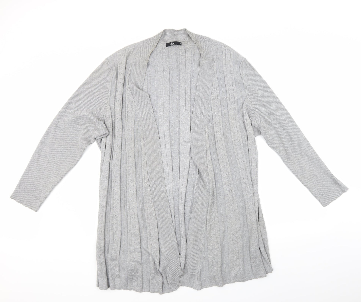 BM Collection Womens Grey Striped  Cardigan Jumper Size XL